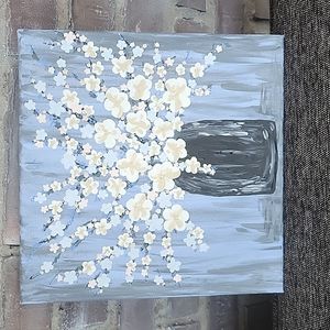 Acrylic on Canvas Vase of Flowers - 12"x12"